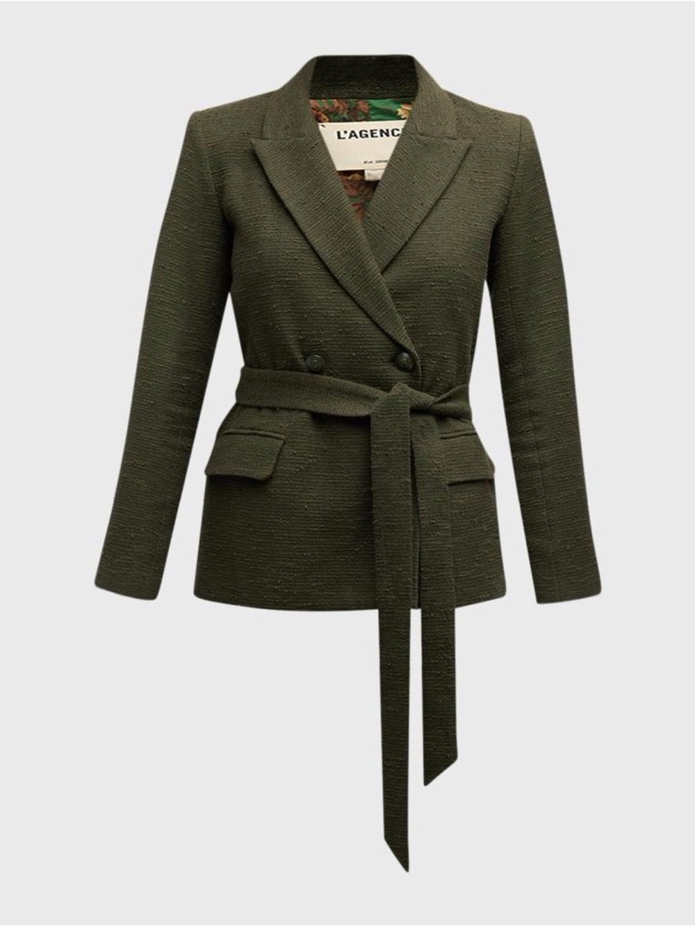 L'AGENCE Jordana Boucle Wrap Belted Blazer